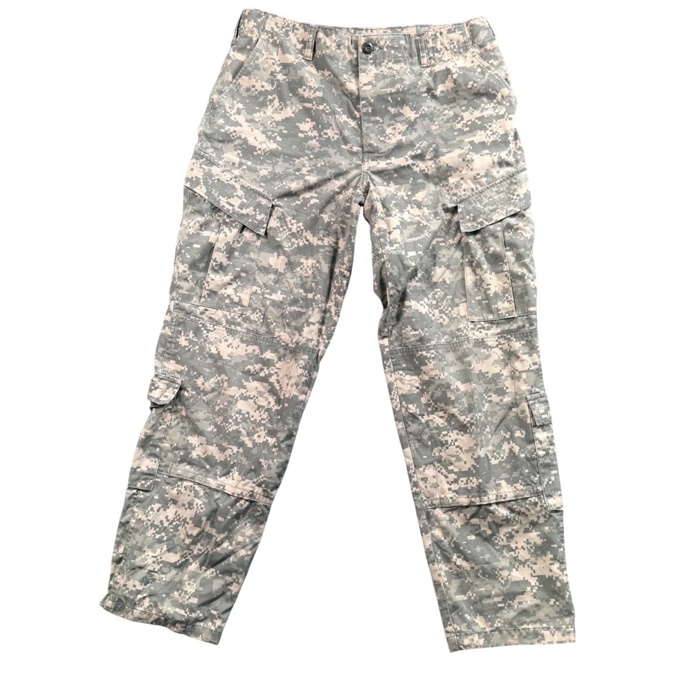 US Army Cargo Pants Mens Medium Regular Gray Digital ACU Camo Ripstop Military